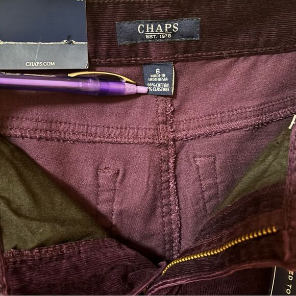 NWT Chaps Deep Purple Corduroy Straight Leg Pants | Sz. 6 Regular - Picture 9 of 9